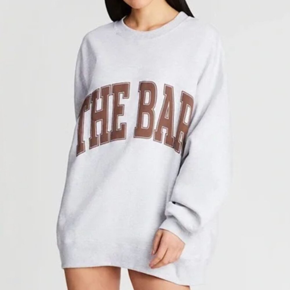 The Bar Varsity Sweatshirt in Lt Heather Grey/Chocolate